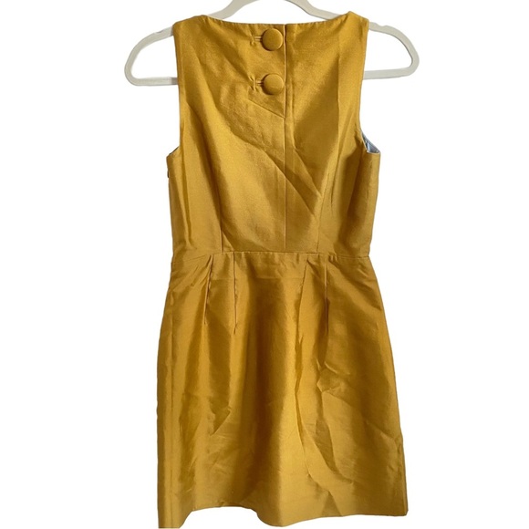 Maeve anthropology Silk Gold cut out mini dress 60s style US2 mustard sleeveless - Picture 11 of 13